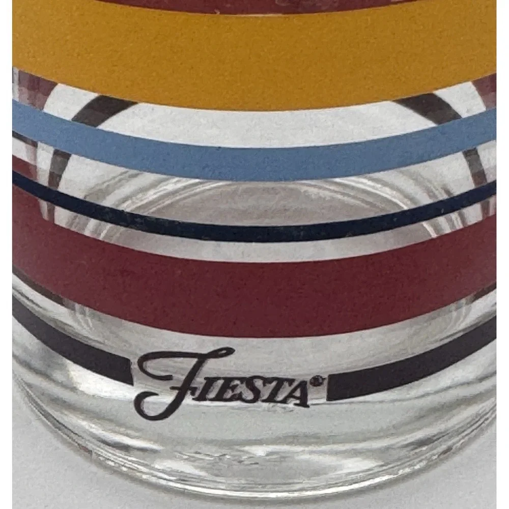 Libbey Fiestaware Tumblers Fiesta Stripes Mambo Drinking Glass 16oz Retired 4 Pc